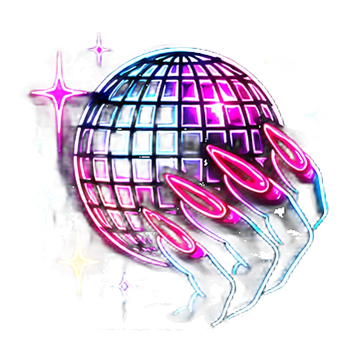 Neon disco ball hand mark
