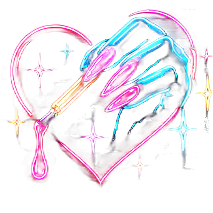 Neon heart hand mark