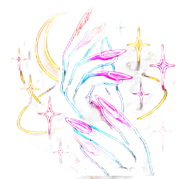 Neon moon hand mark
