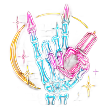 Neon skeleton hand mark